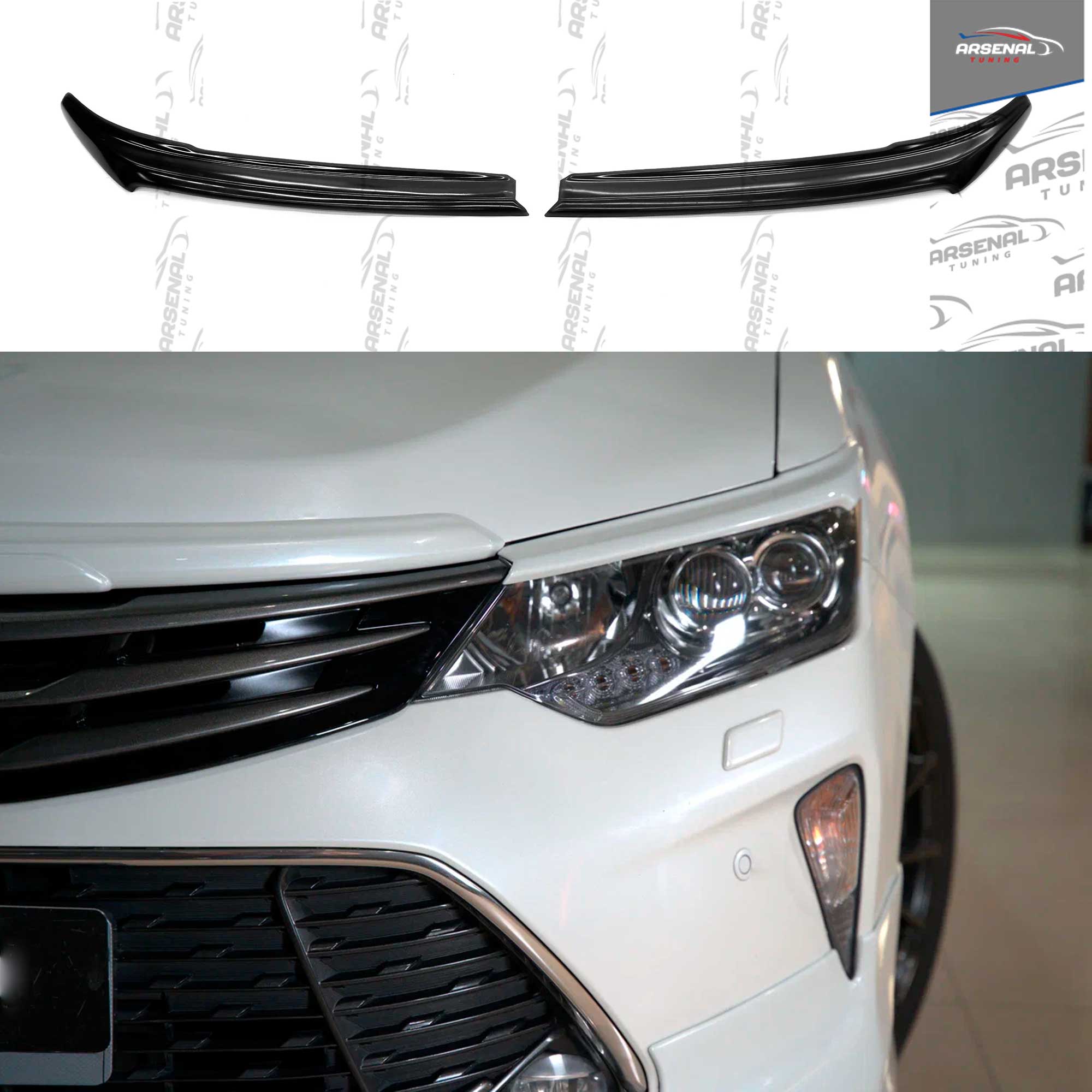 

Реснички на передние фары антихром для Toyota Сamry XV55 2014-2018, АБС пластик, тюнинг, стайлинг, Тайота Камри, оптика
