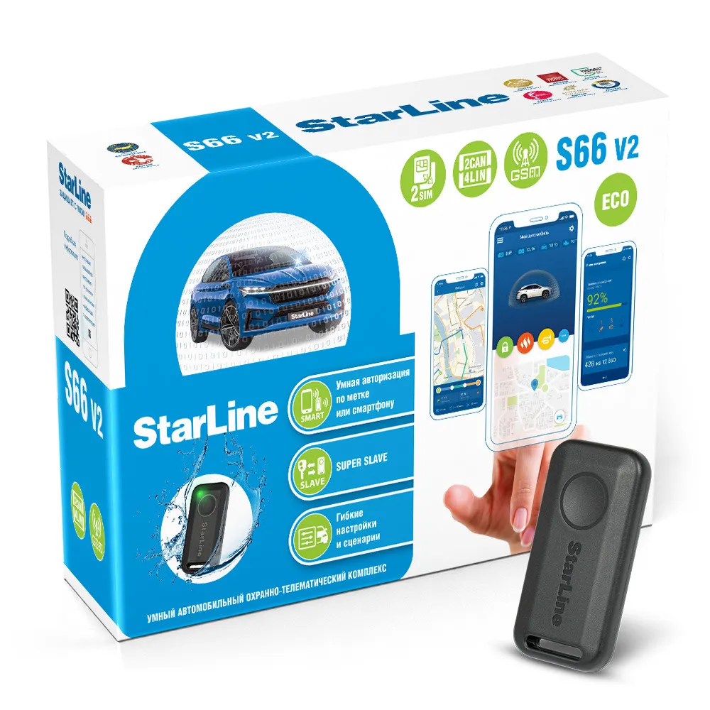 

Автосигнализация StarLine S66 v2 BT ECO 2CAN+4LIN GSM