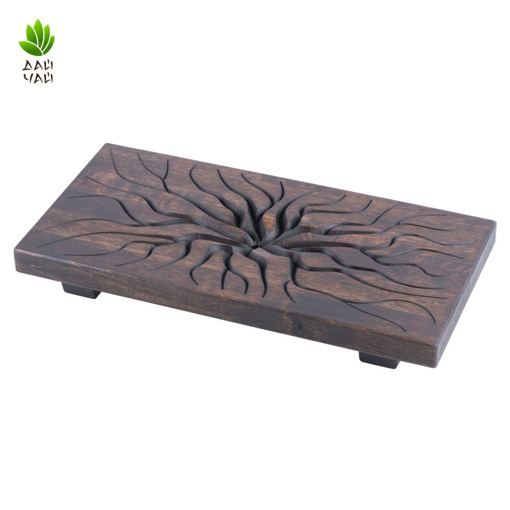 Чабань 40,5х20,5х5,5 см (натуральное дерево - ольха) деревянный поднос для чайной церемонии, чайный столик