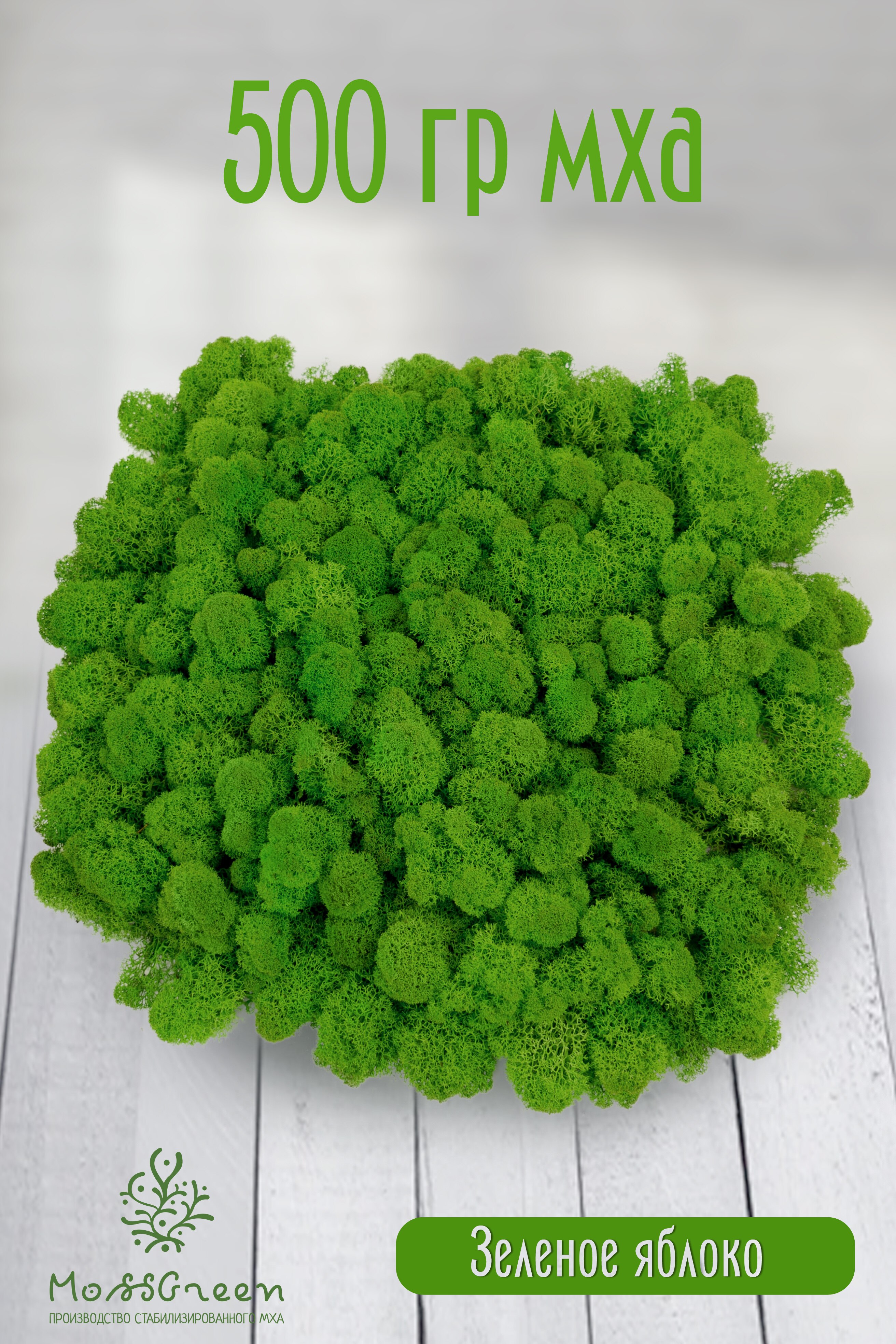 

Мох стабилизированный 500 гр мох для декора искусственный мох декоративный MossGreen цвет 8 Зелёное яблоко