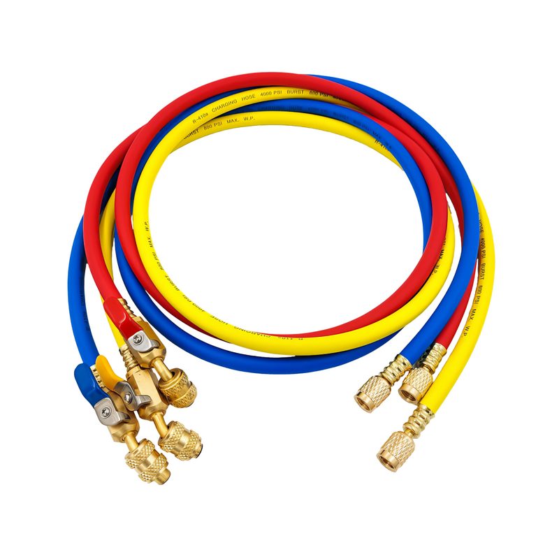 

Заправочные шланги с вентилями DSZH CT-360-RYB-HV 1.5м, 1/4" SAE, до 55 Bar