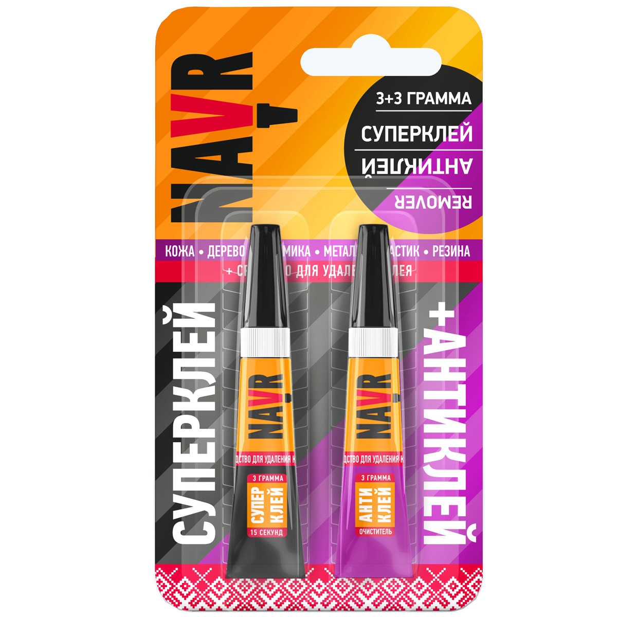 

Суперклей+антиклей, набор, NAVR 3+3г, блистер