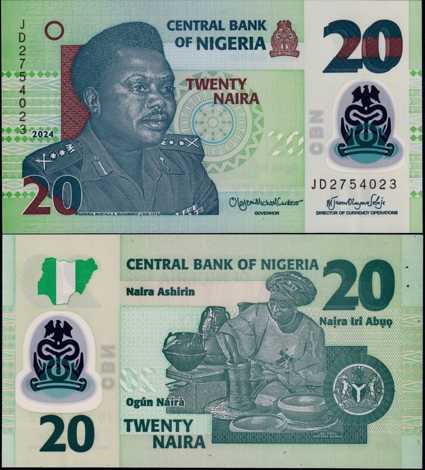 

Нигерия 20 найра 2024 год Полимер UNC
