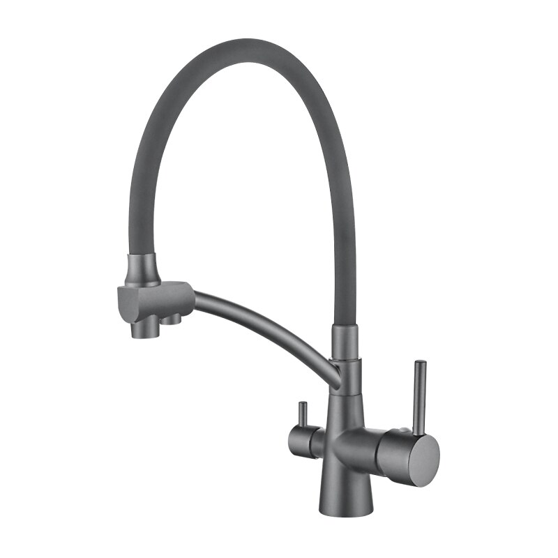 

LEDEME Смеситель для кухни из латуни, гибкий силиконовый излив, встроенный излив для фильтрованной воды L4855-2