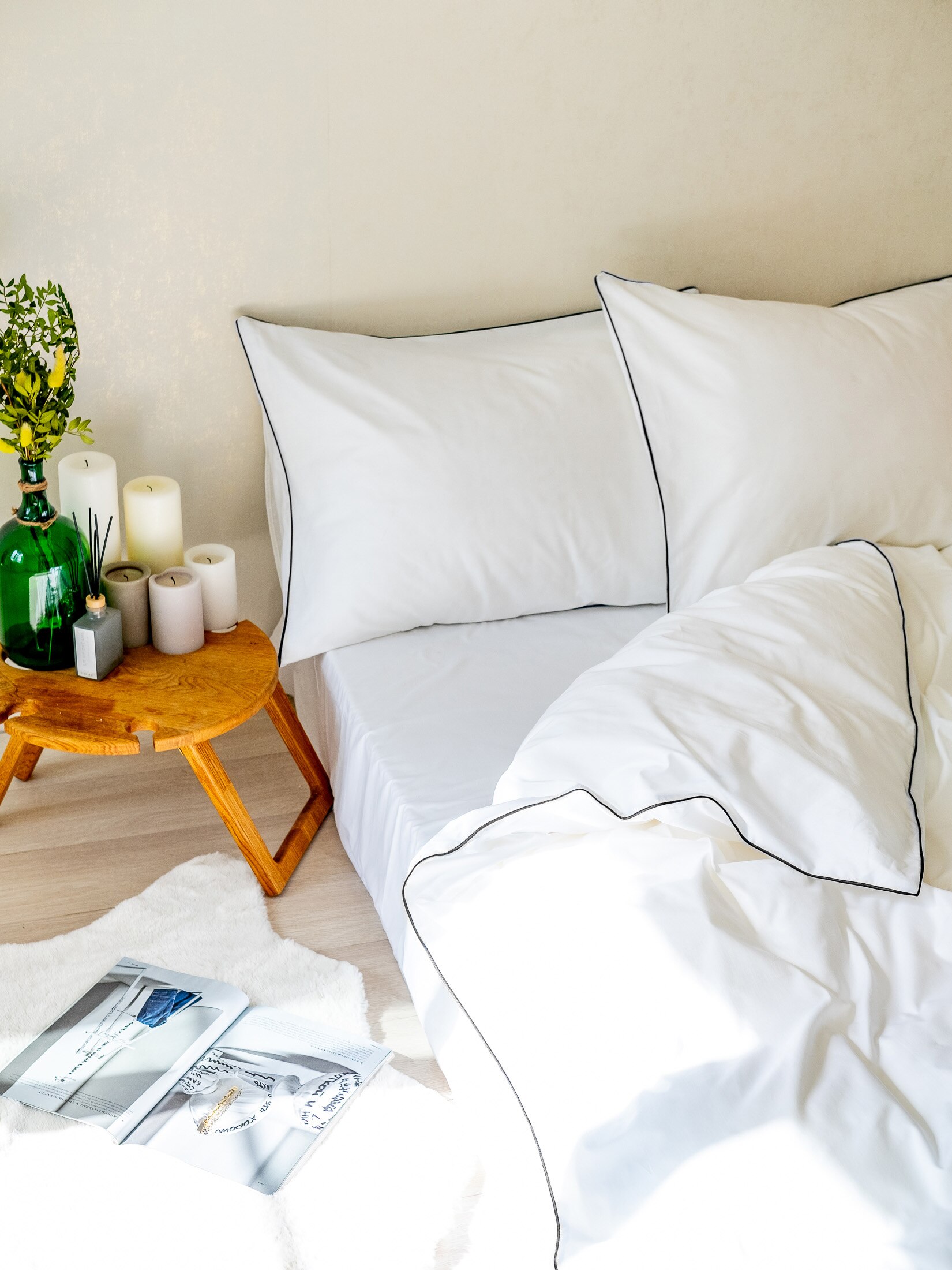 

Постельное белье сатин с кантом 100% хлопок 2 евро комплект текстиль для дома Белый однотонное белье премиум лофт отель Икеа