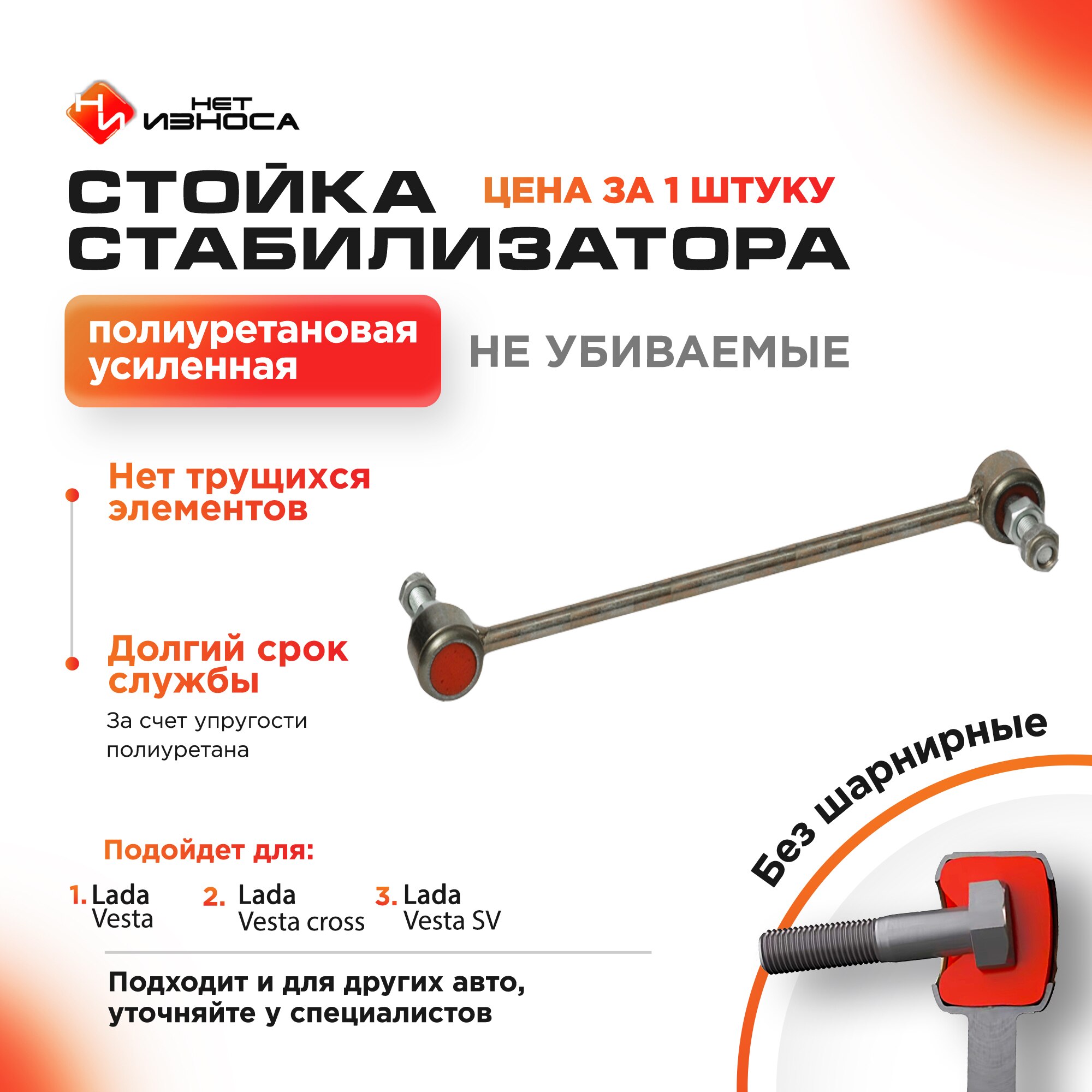 

Стойка стабилизатора усиленная полиуретановая NL313 Lada Vesta, Лада веста, Лада СВ, Веста кросс