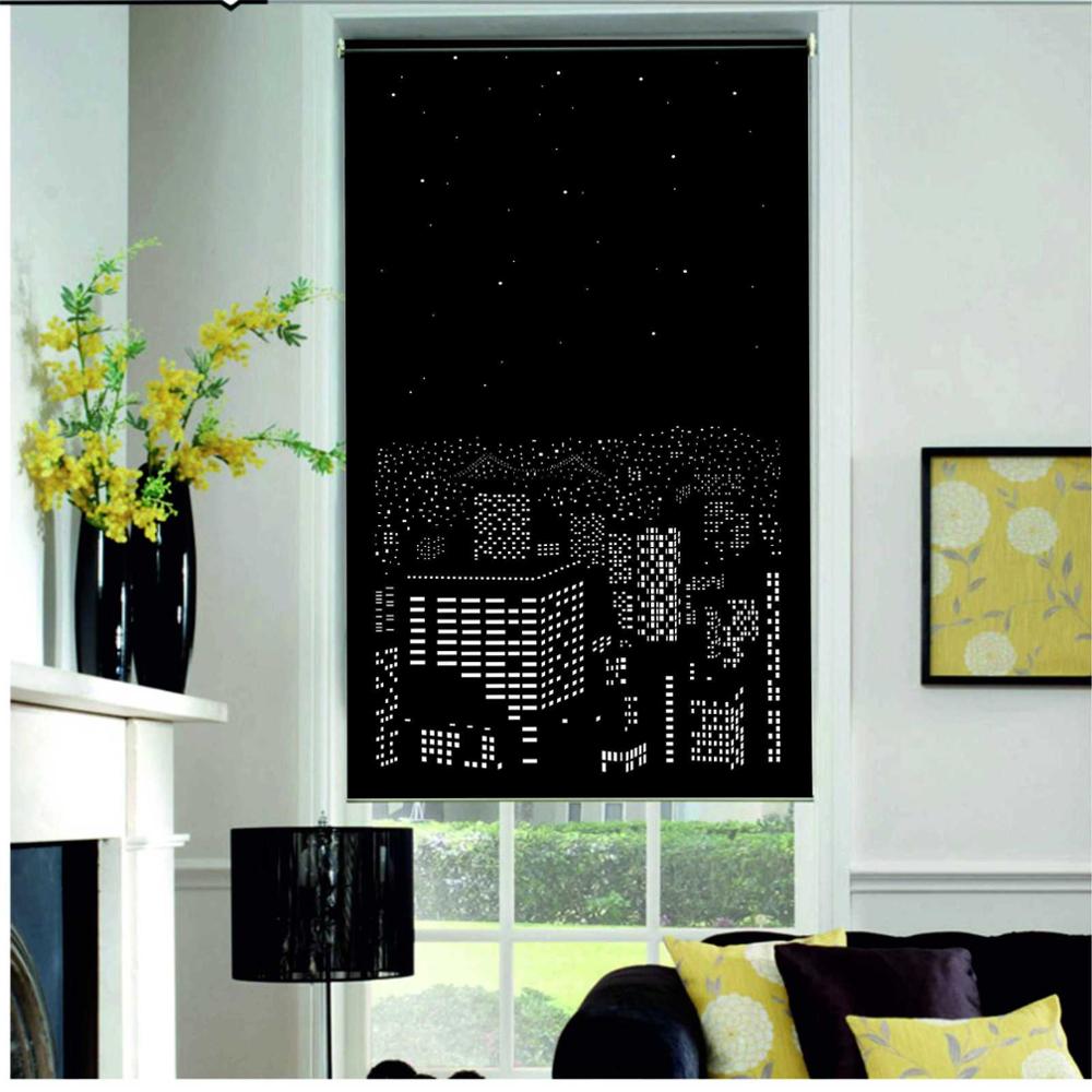 

Рулонные шторы PERFOROLLO Ночной город , Ширина 50-160см, черный, Holeroll