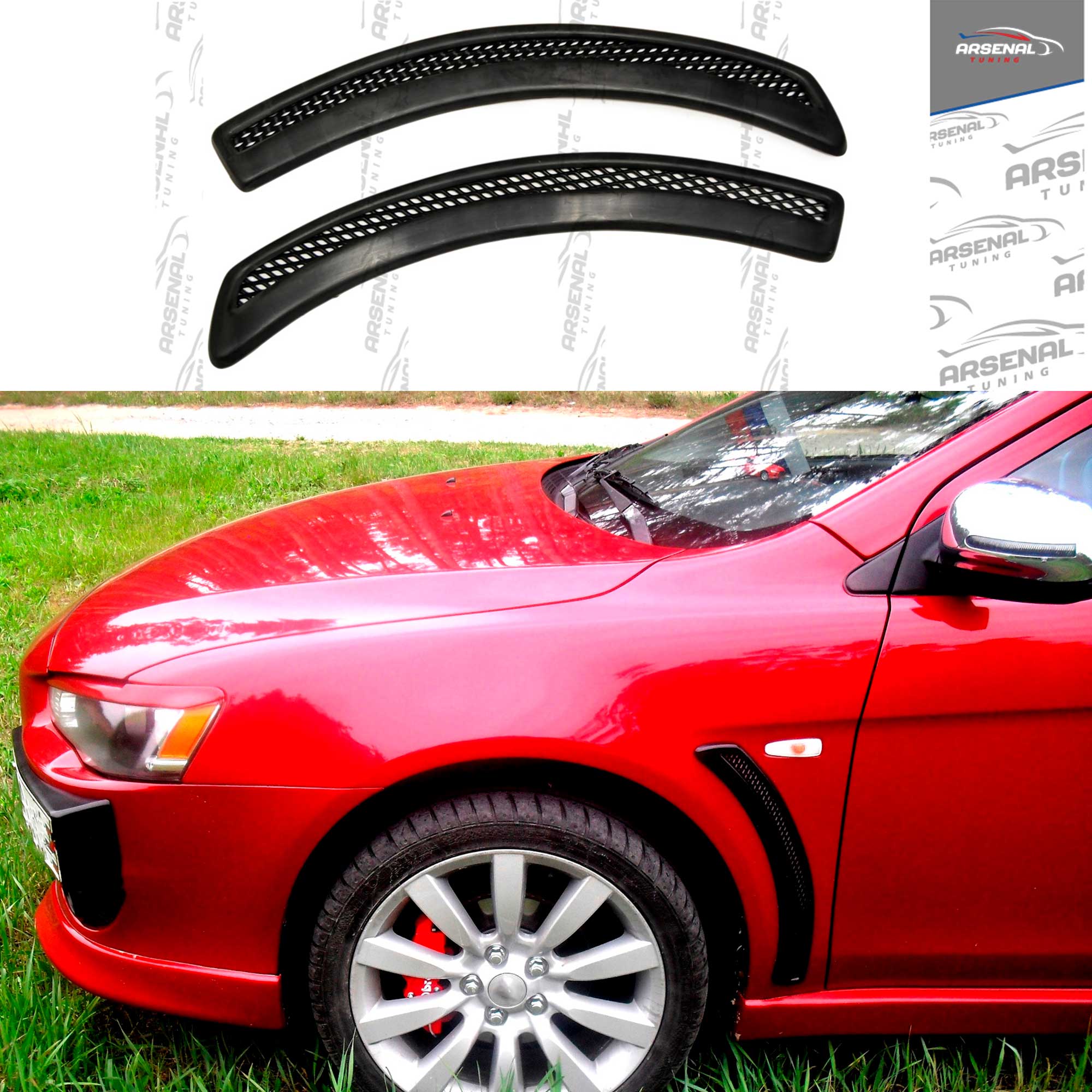 

Накладки на крылья "жабры" для Mitsubishi Lancer 10 2007-2015 АБС пластик стайлинг тюнинг экстерьер воздухозаборники