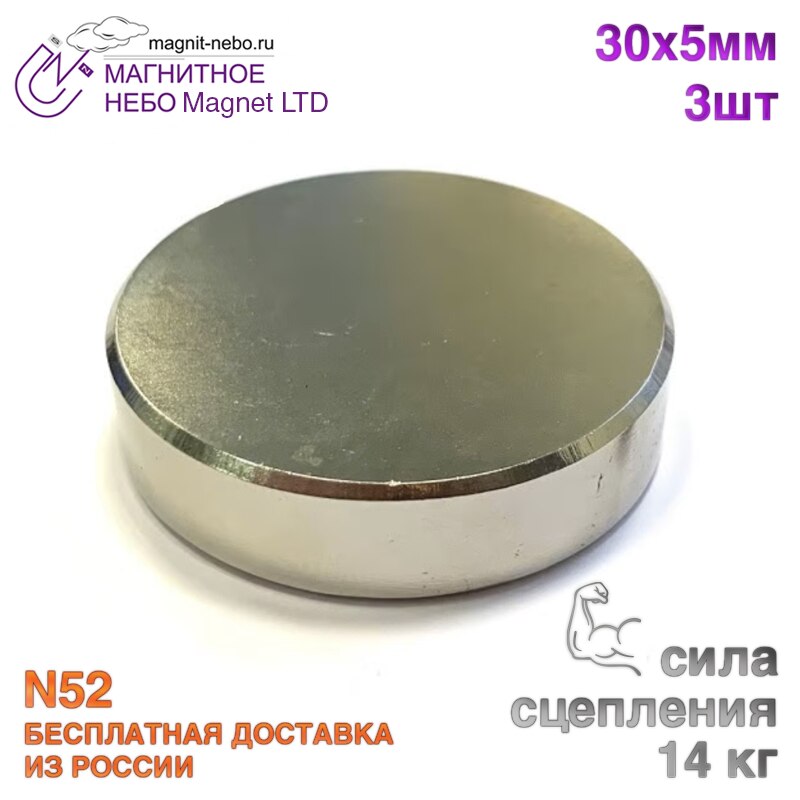 

Неодимовый магнит Magnet LTD, 30х5 мм - 3шт.