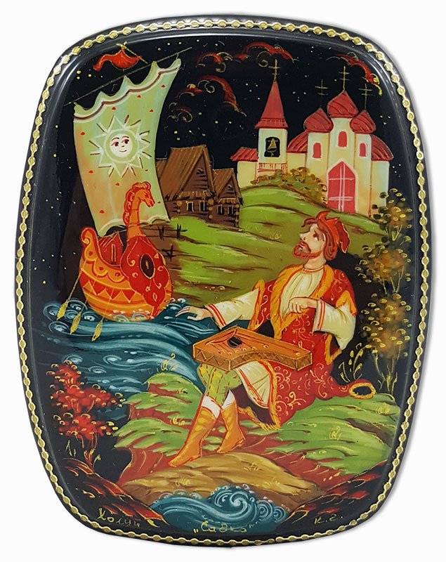 

Шкатулка лаковая Холуй Садко, 10 x 8 x 3