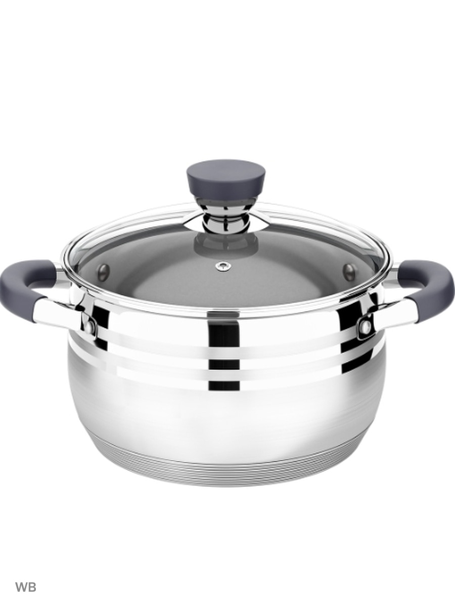 

LR02-473 Кастрюля LARA (нерж) серия MERCURY 22см, 4.9л, стал.ручки, капсул индук дно, жароп.крышка