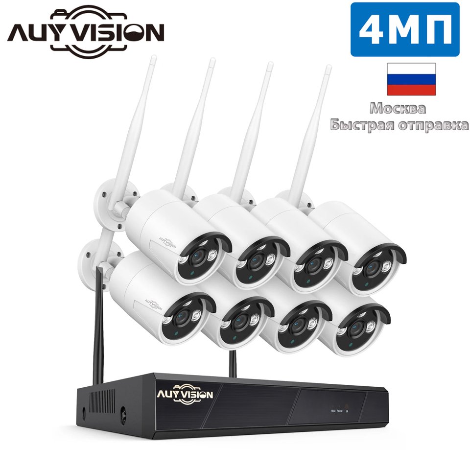 

WiFi 4-мегапиксельная IP-камера 8CH Wireless NVR Security Human Detection System Kit Комплект видеонаблюдения Аудио наружного видеонаблюдения Видеорегистратор