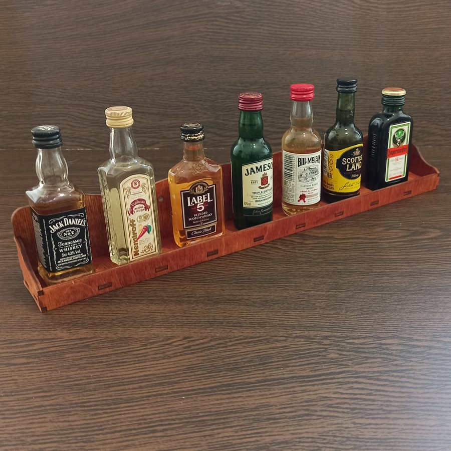 

Полка дерево-фанера для размещения хранения мини бутылок Miniature bottle цвет мокко