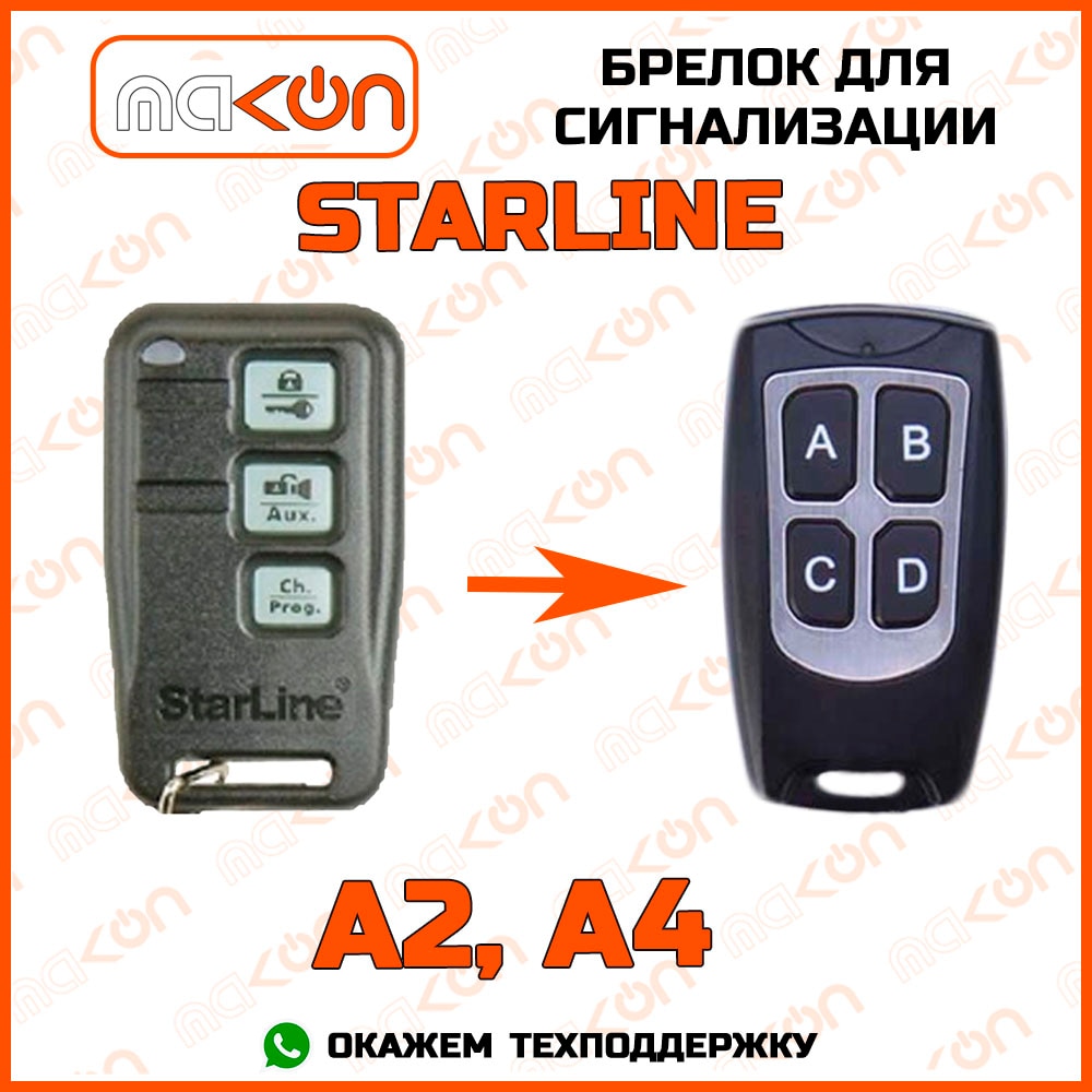 

Брелок для сигнализации StarLine A2 / A4 без обратной связи , частота 433,92 МГц