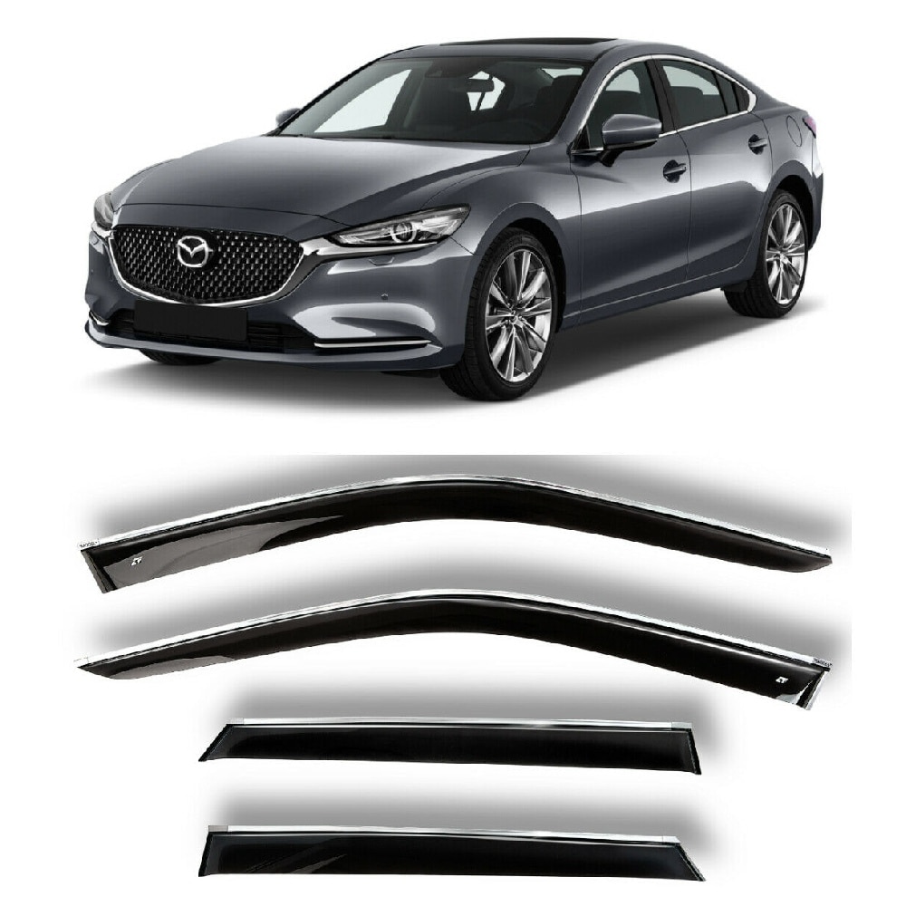

Дефлекторы окон хром полоска молдинг Cobra Tuning M22412CR на авто Mazda 6 GJ lll Sd 2013- н.в ветровики от дождя солнца и ветра