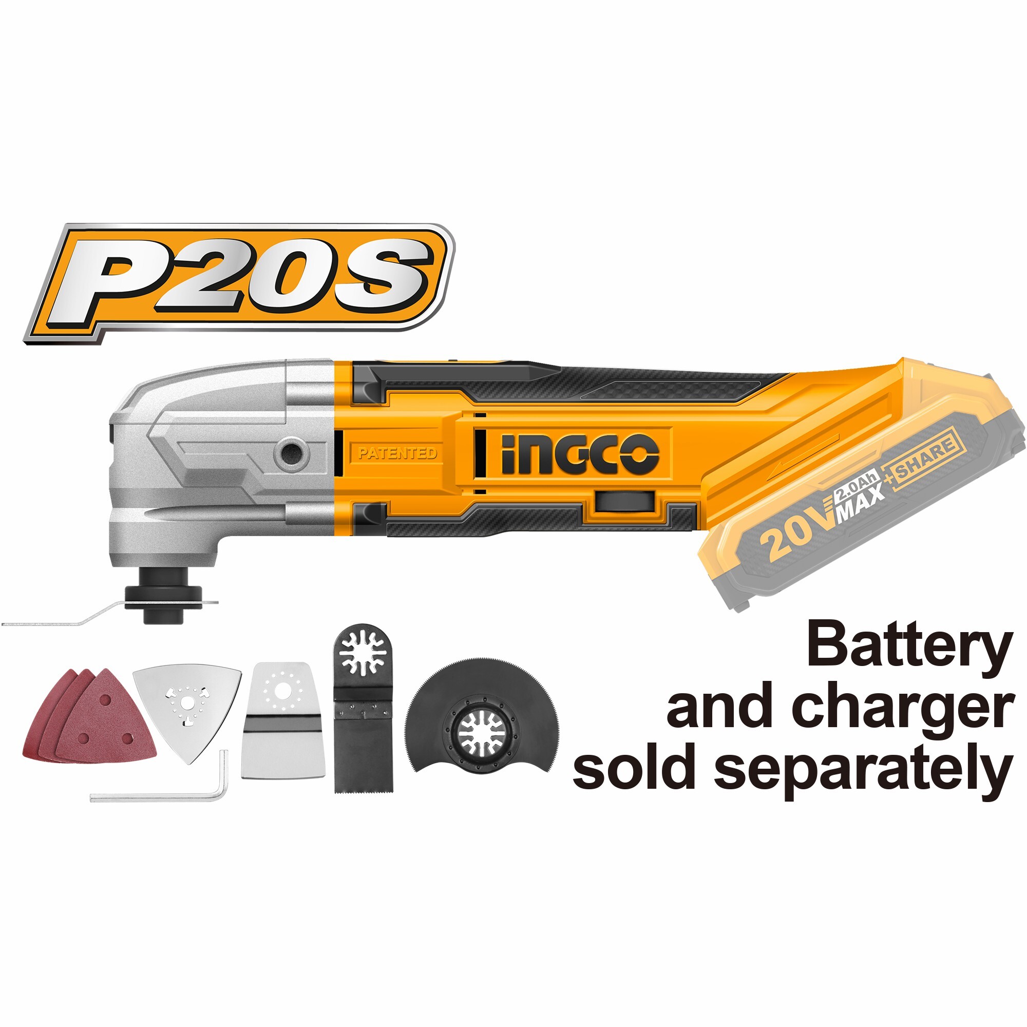 

Реноватор/Многофункциональный аккумуляторный инструмент 20В INGCO CMLI2001 БЕЗ АКБ И ЗУ