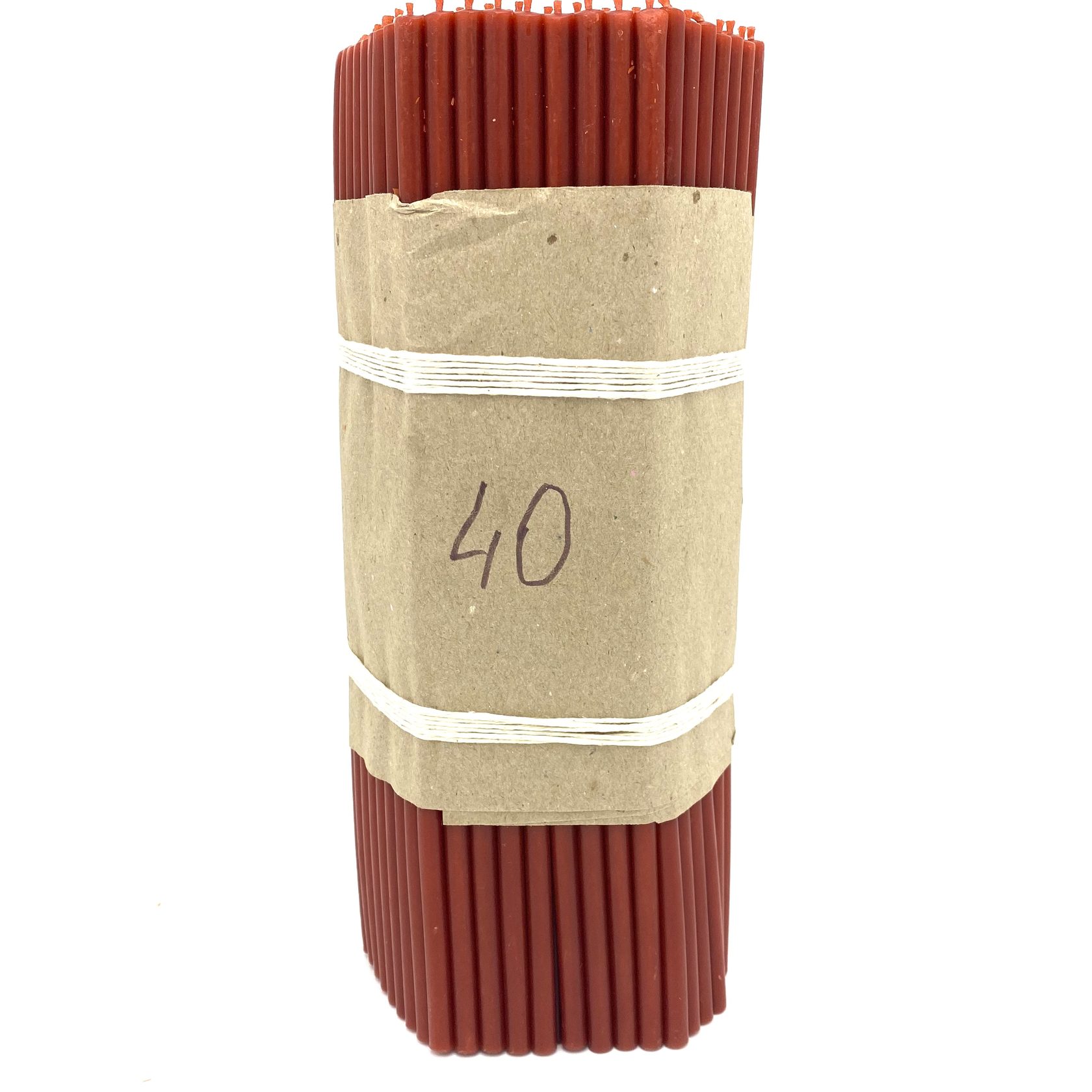 

Свечи восковые красные № 40 1 кг ±100 шт. двухчасовые станочные