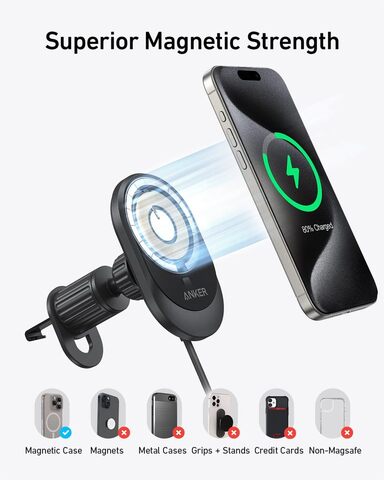 Anker MagSafe Беспроводное Автомобильное Зарядное Устройство MagGo Быстрое 15 Вт 360