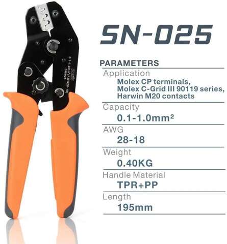 IWISS SN-025 F инструмент для обжима Dupont AWG 28-18