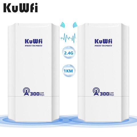 Беспроводной мост KuWFi 2.4G 300 Мбит/с, Наружный ретранслятор, Дистанционный удлинительный мост, Точка-точка, 1 км, Усилитель сигнала Wifi для камеры