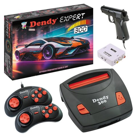 Денди с пистолетом Dendy Expert 300, игровая приставка HDMI, световой пистолет, денди приставка с играми, для двоих