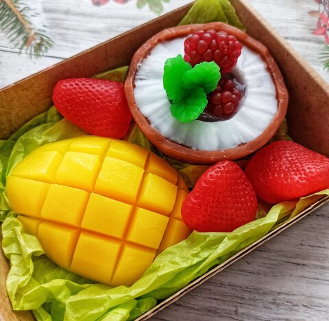 мыло ручной работы " Тайские фрукты" подарок женщине , 1 сентября , учителю, набор в подарок на День Рождения, для душа