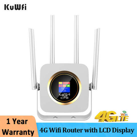 KuWfi WIFI 300Mbps Wireless CPE 3G 4G SIM Wifi Router With RJ45 WAN LAN Port High Gain 4 Antenna For IP Camera