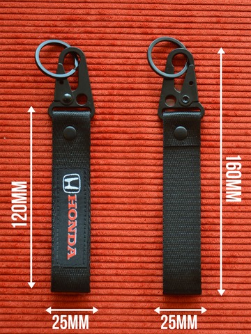 Брелок тканевый для автомобильных ключей с логотипом Honda черный, 16х2,5 см