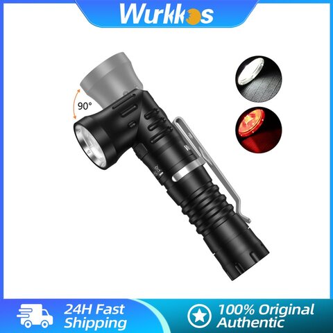 Wurkkos HD11 Аккумуляторная лампа 1800LM EDC Белый и красный свет 90°° Вращающаяся 18650 IPX-8 водонепроницаемая фонарик для кемпинга и рыбалки