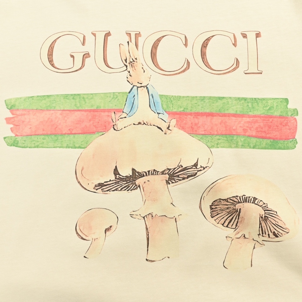 Gucci 24SS Peter Rabbit с принтом и короткими рукавами унисекс