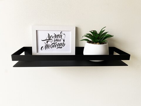 Полка металлическая для ванной комнаты / Полка настенная 25 - 40 см  / Комплект полок BlackSteelOne