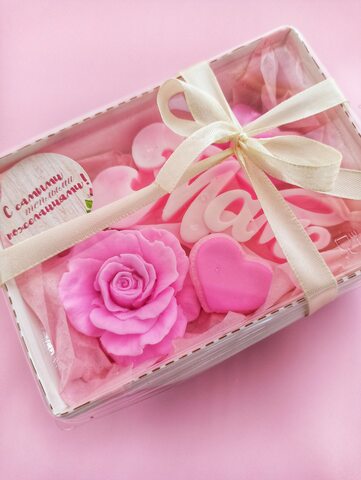 мыло ручной работы / мыло роза подарок маме набор на День Матери, подарок в коробке цветы розы мыло любимой маме