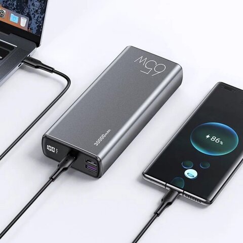 USAMS Внешний аккумулятор US-CD165_USB_USB Type-C, 30000 мАч, серый металлик