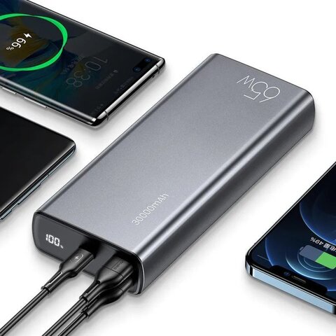 USAMS Внешний аккумулятор US-CD165_USB_USB Type-C, 30000 мАч, серый металлик