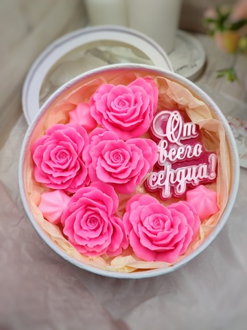 Мыло ручной работы, подарочный набор с пожеланием , подруге, подарок женщине, учителю, доктору, розы из мыла.
