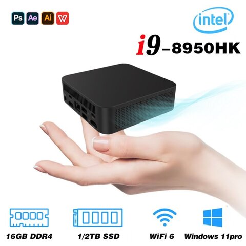 Intel Core i9 8950HK Мини-ПК Компьютер Windows 11 16 GB DDR4 512GB / 1/ 2 ТB SSD 1000 Мбит / с WIFI 6 BT5.2 4K HD Мини-игровой ПК Настольный
