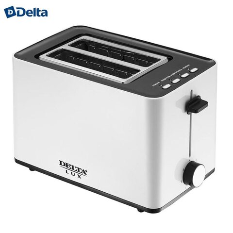 Тостер DELTA LUX DL-072, белый, 850 Вт, 2 ломтика, 7-ми позиция таймер, разморозка, подогрев