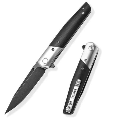 TRIVISA складной карманный EDC нож для мужчины 3,5 "BOHLER K110 Blade & G10 HandleFlipper с клипом на открытом воздухе Кемпинг выживание