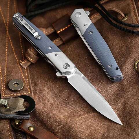 TRIVISA складной карманный EDC нож для мужчины 3,5 "BOHLER K110 Blade & G10 HandleFlipper с клипом на открытом воздухе Кемпинг выживание
