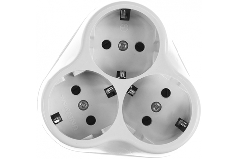 Тройник на 3 гнезда с заземлением круглый 16А (АК303)