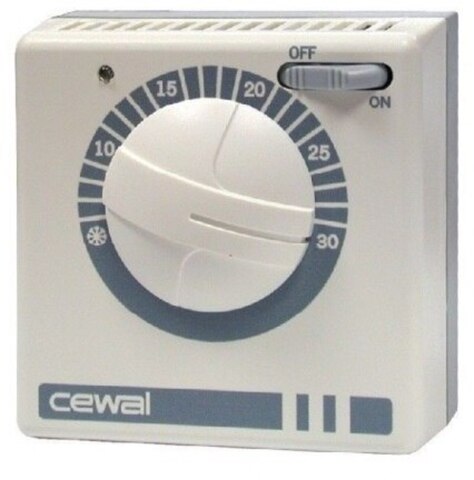 Терморегулятор CEWAL RQ 30 и RQ 10 для обогревателей конвекторов механический, накладной