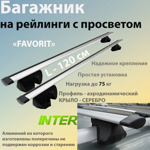 Универсальный багажник INTER Favorit для Volkswagen Passat B5 универсал 1996-2003 на рейлинги с просветом