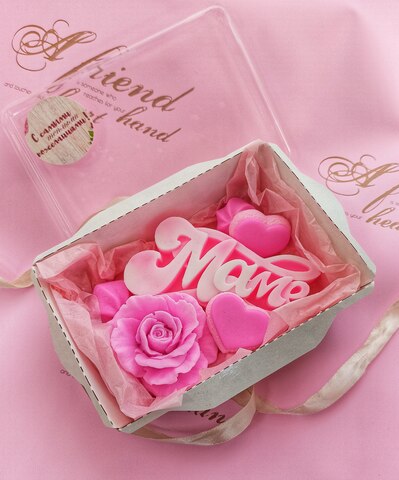 мыло ручной работы / мыло роза подарок маме набор на День Матери, подарок в коробке цветы розы мыло любимой маме