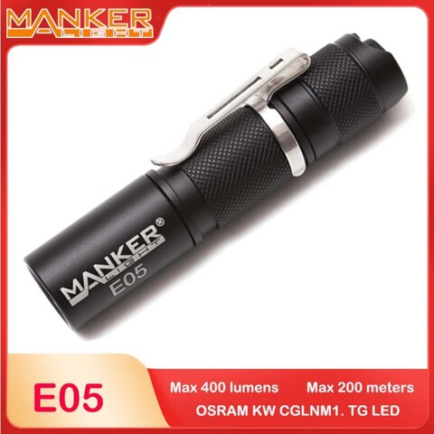 Manker E05 карманный ультра-яркий фонарик 400 люмен AA 14500 EDC с NM1 LED и двусторонним зажимом