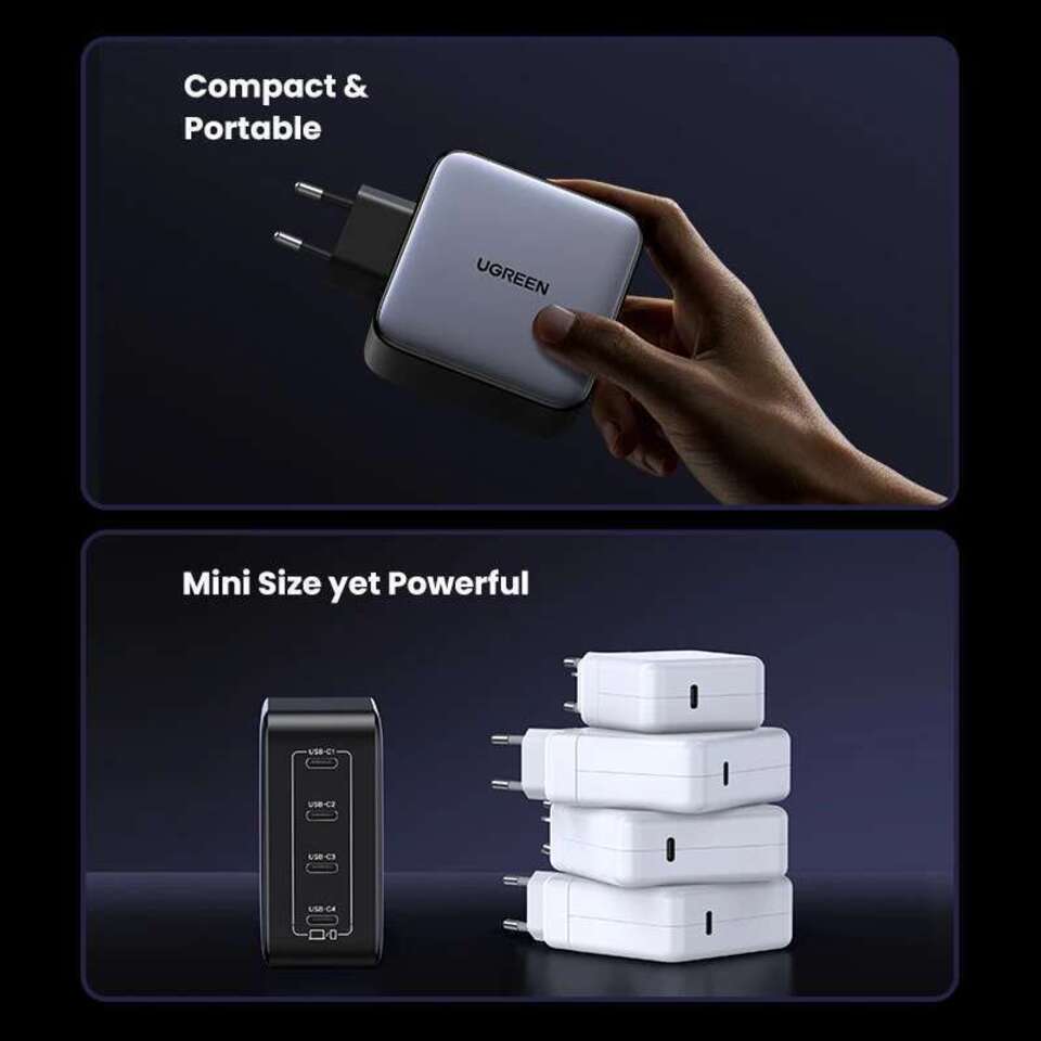 UGREEN зарядное устройство 100W GaN QC4.0 3.0 PPS для ноутбуков Macbook Air планшетов IPhone 16 15 14 Pro Max 4 портов типа C PD быстро