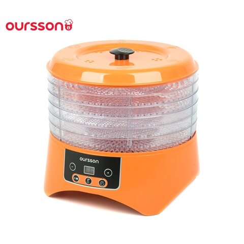 Дегидратор - осушитель Oursson DH2303D/OR Сохранение, дегидрация овощей, фруктов, ягоды, грибы, мясо, птица, рыба. 6 вместительных лотков для сушки, регулировка температуры 38/48/58/68°С и время до 12 часов