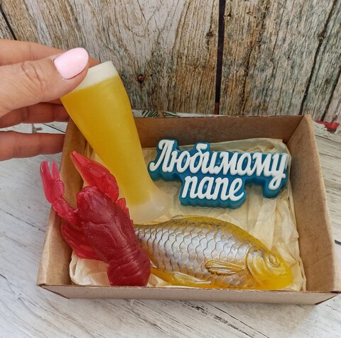 мыло ручной работы / подарок папе прикольный пивной набор 23 Февраля День Рождения, банный набор для бороды мужчине