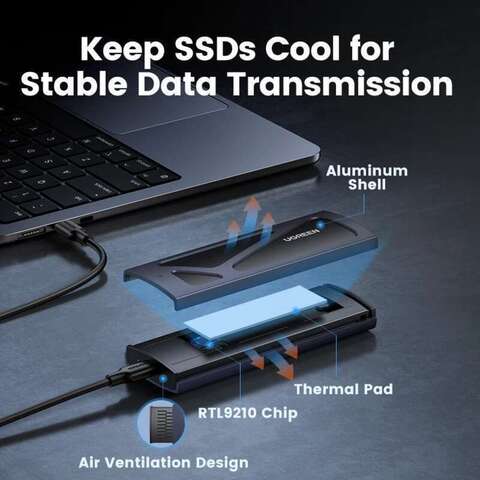 UGREEN M.2 NVMe SSD Корпус адаптер 10 Гбит / с USB C 3.2 Gen2 Бесплатный внешний шкаф Читатель карт поддерживает клавиши M и B & M