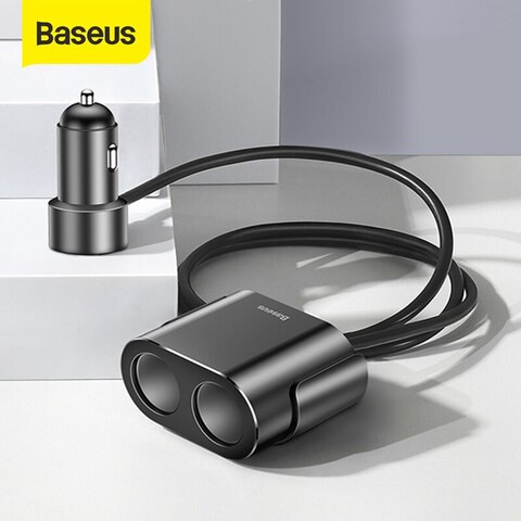 Baseus 2 В 1 Автомобильное Зарядное Устройство USB Разветвитель Прикуривателя Быстрая Зарядка Для IPhone 12 Samsung Xiaomi