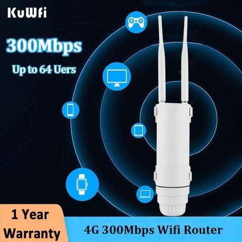 KuWFi CAT4 300mbps 4G Outdoor Wireless AP Wifi Extender Long Range Hotspot LTE Router With Sim Card Slot WIFI Repeater